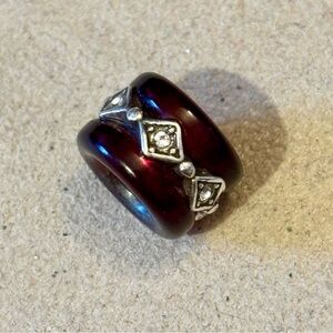🆕Listing! Brighton Soleil bead Dark red resin Silver & crystal accents Retired